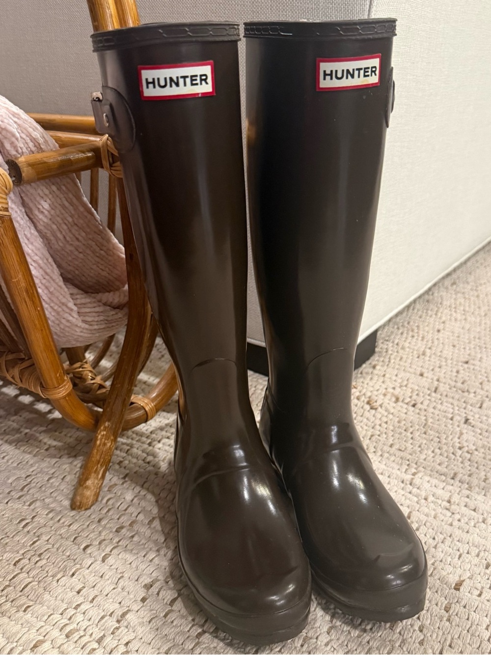 Hunter Original Tall Gloss Rain Boots Brown Women's Size US 4 Medium Excellent